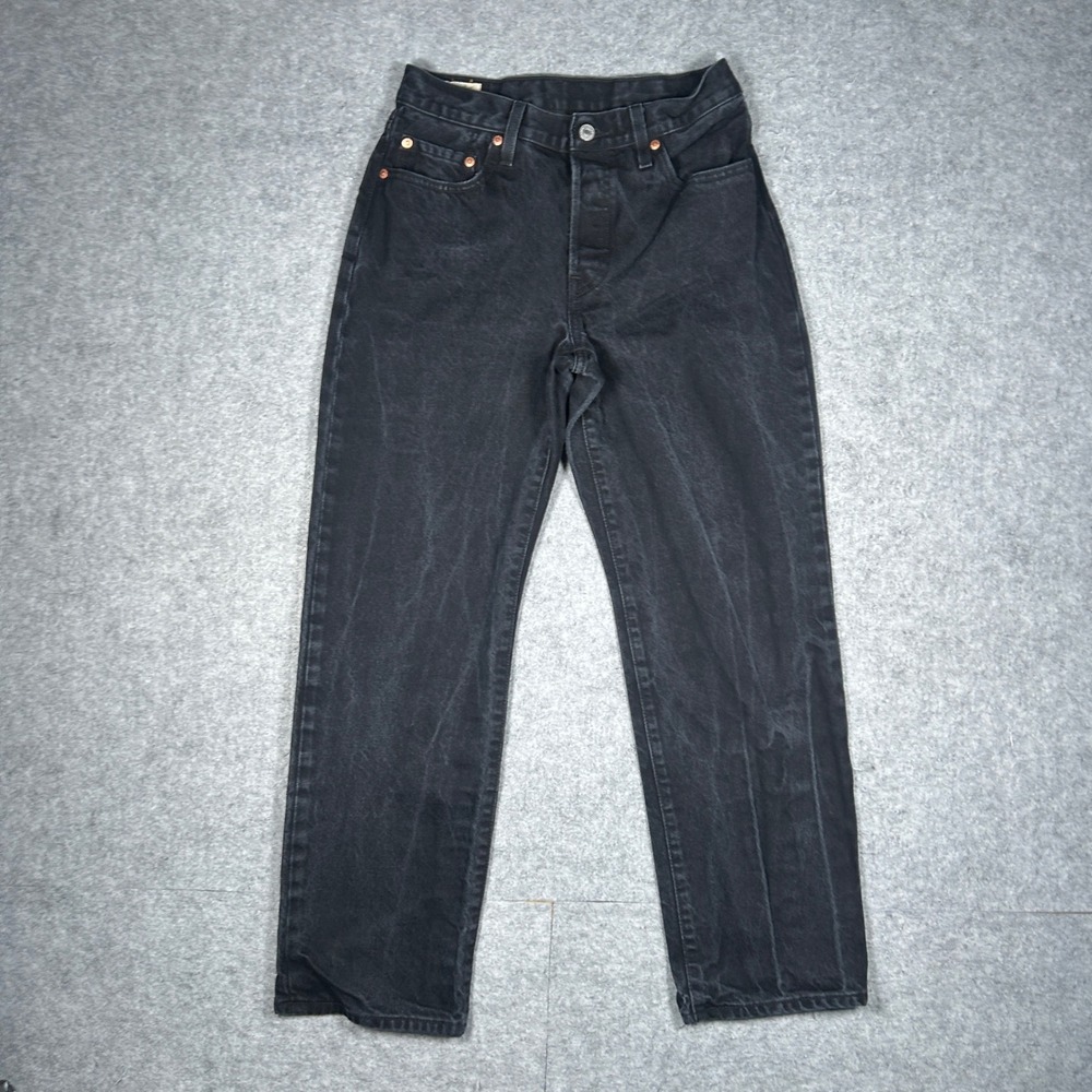 Levi Denim Jeans Womens 27x30 Black 501 90s Vintage Aesthetic Straight Leg